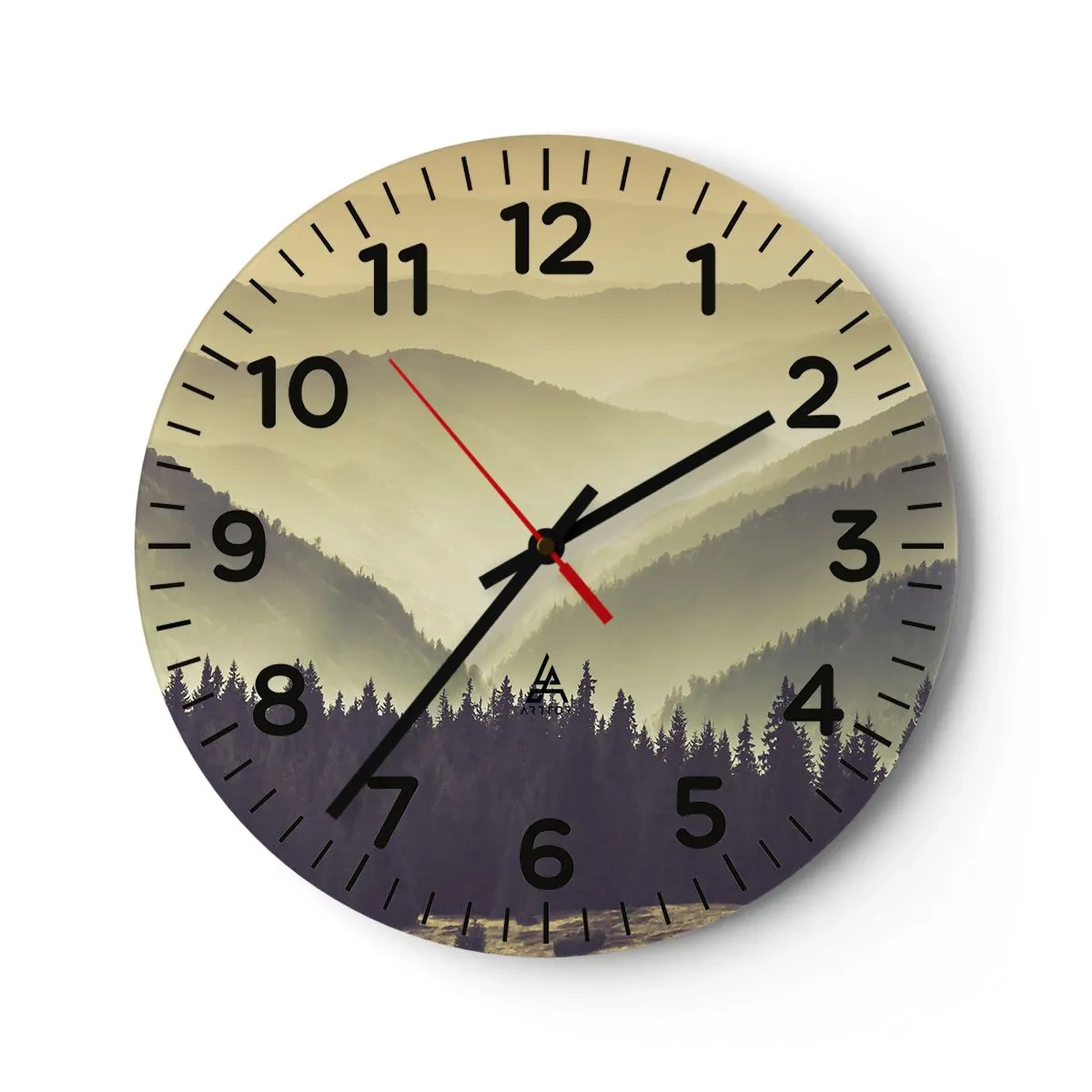 Wall clock - Clock on glass - In a Faraway Land, Past the Mountains - 30x30 cm