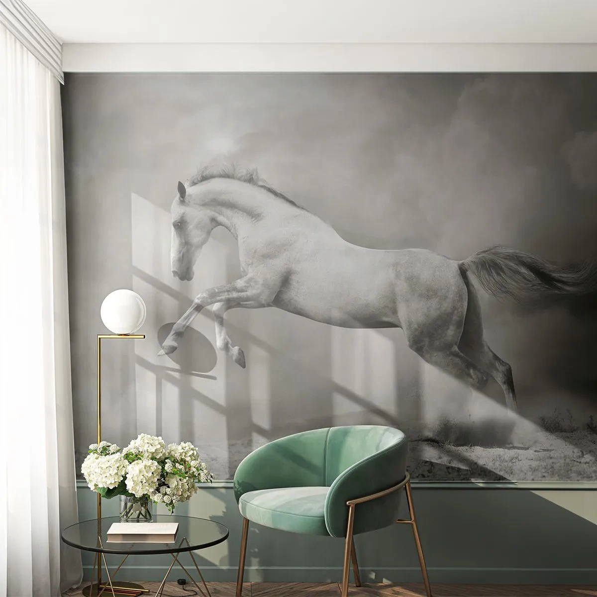 Photo Wallpaper Premium Sand - Between Dream and Reality - Animals, Horse, Nature - 150x105 cm