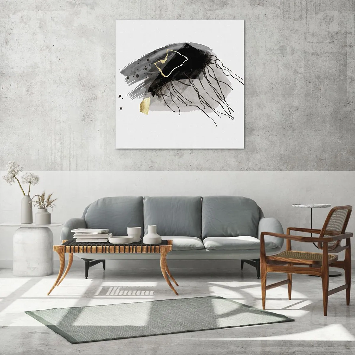 Glass picture - In Black and Gold - 30x30 cm