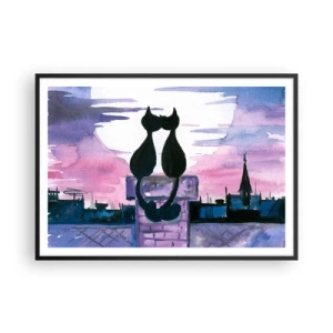 Poster in black frame - Rendezvous under the Moon - 100x70 cm