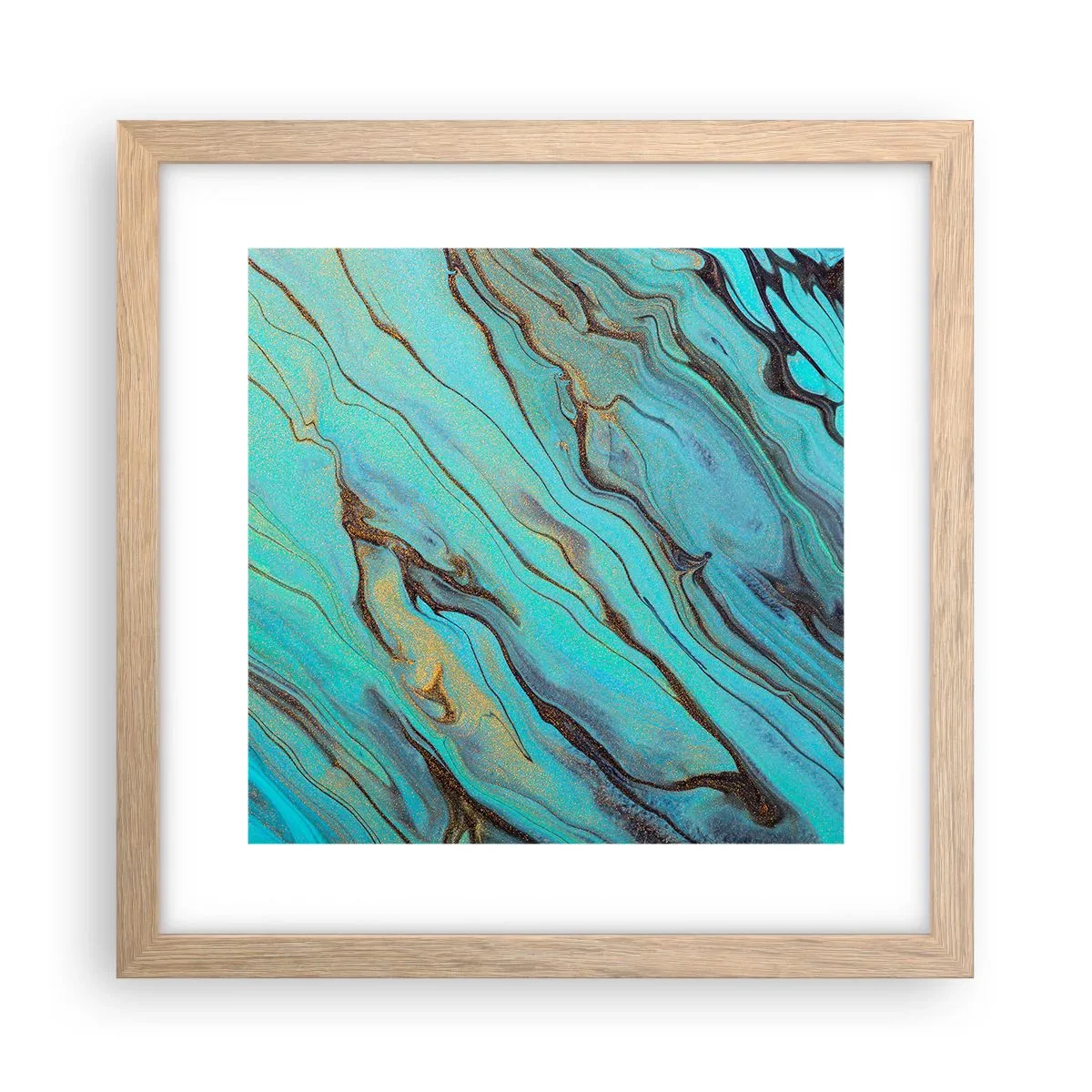Poster in light oak frame - Turquoise Tide - 30x30 cm