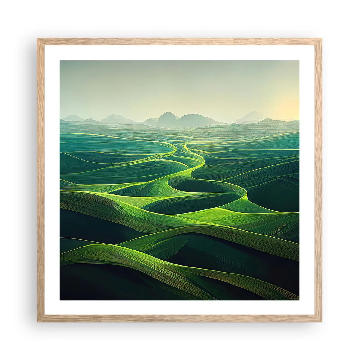 Poster in light oak frame - In Green Valleys - 60x60 cm
