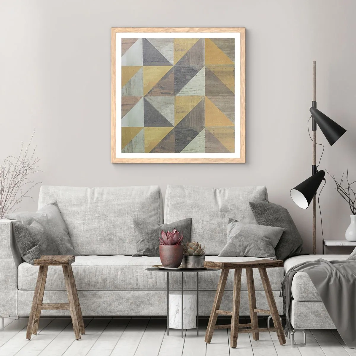 Poster in light oak frame - The Art. of Triangles - 50x50 cm