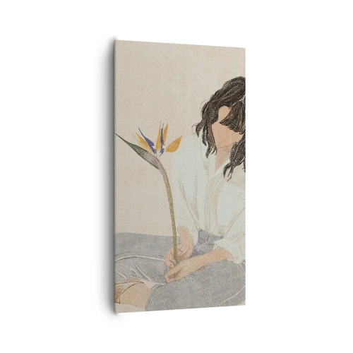 Canvas picture - Portrait with an Exotic Flower - 65x120 cm