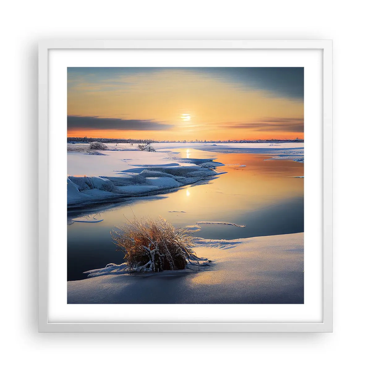 Poster in white frmae - Winter Sunset - 50x50 cm