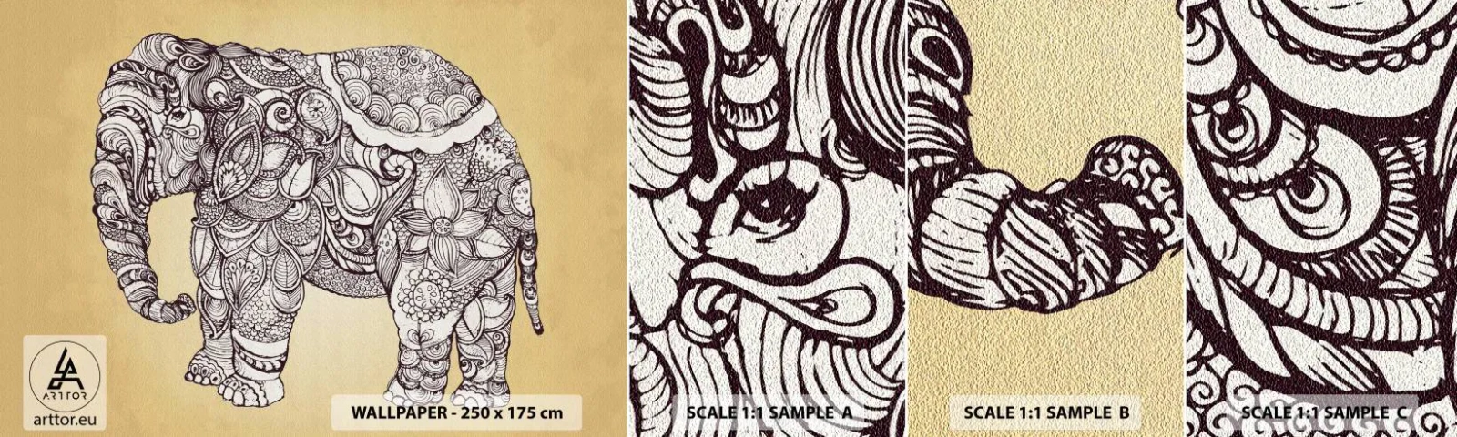 Photo Wallpaper Sample Standard Eco - Hidden Elephant - Elephant, Indian, Animal - 100x30 cm