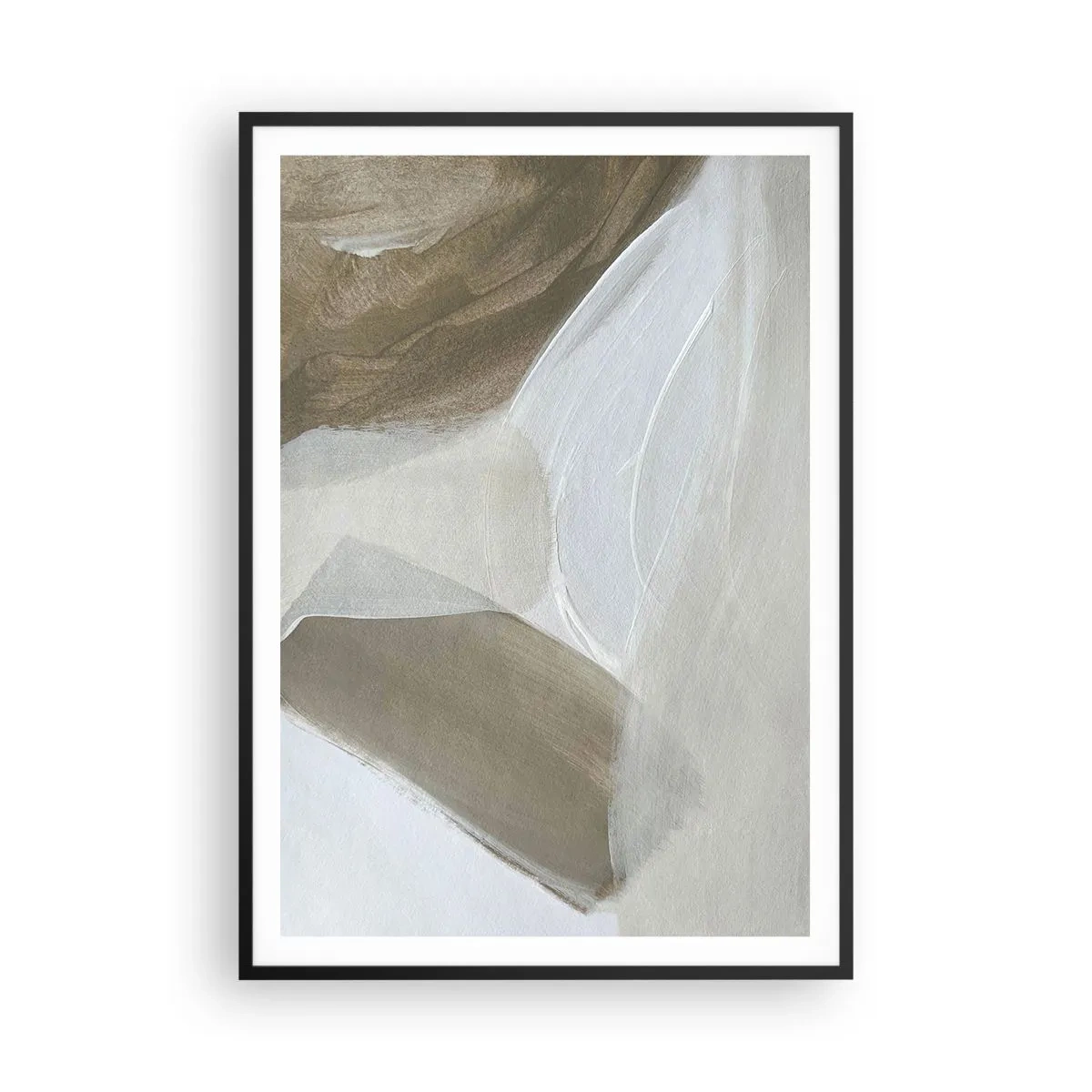 Poster in black frame - Waves of White - 70x100 cm