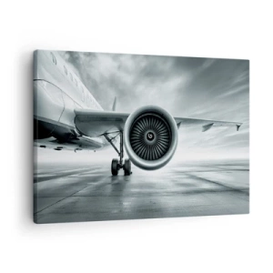 Canvas picture - An airplane's jet engine on the tarmac - 70x50cm - There Is Power! - Modern wall decoration for the living room and bedroom ARTTOR