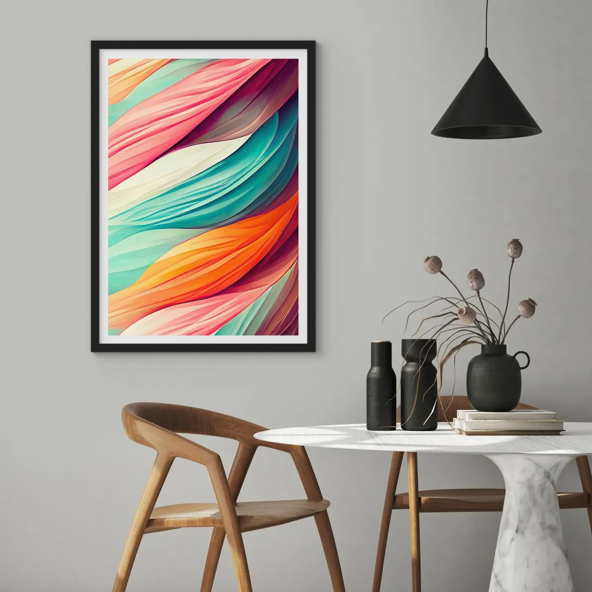 Poster in black frame - Rainbow Knot - 61x91 cm