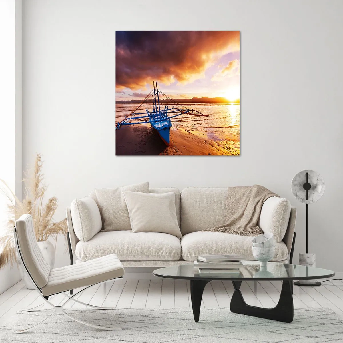 Glass picture - After a Long Day, Stretching on the Sand - 70x70 cm