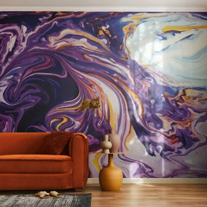Photo Wallpaper Premium Sand - Bending of Space in Purple - Abstraction, Piece, Modern Pattern - 350x256 cm