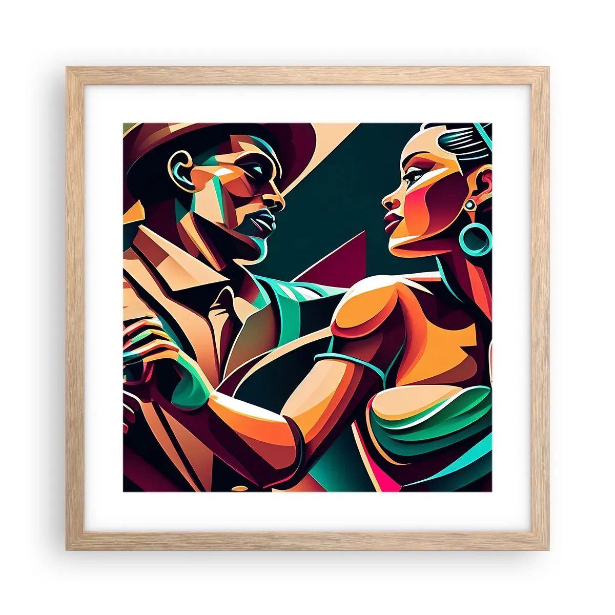 Poster in light oak frame - In a Heartbeat - 40x40 cm