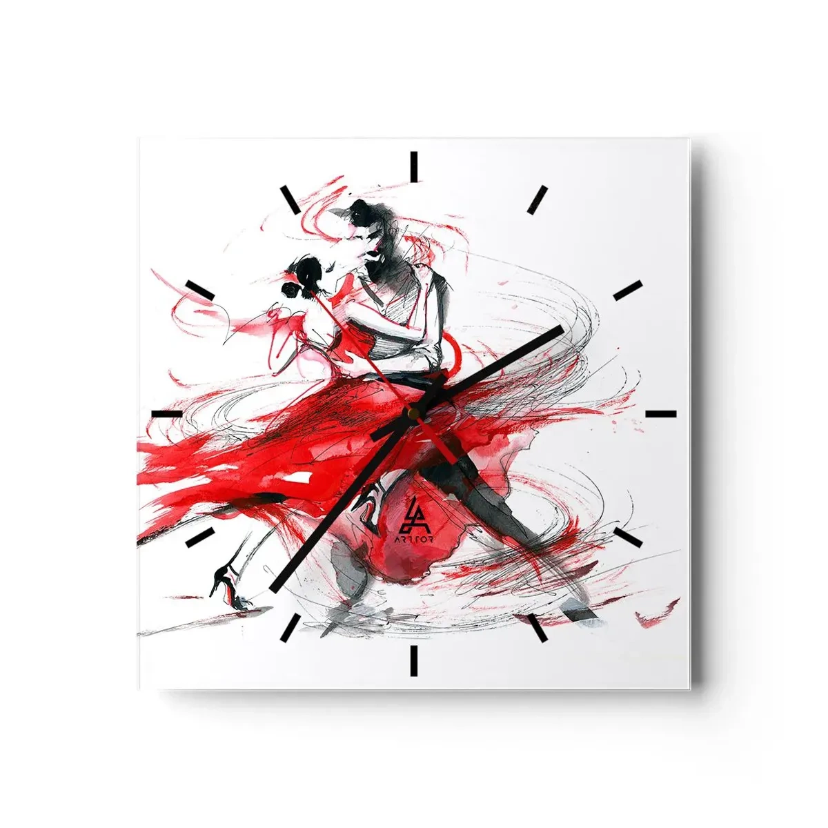 Wall clock - Clock on glass - Tango - Rhythm of Passion - 30x30 cm