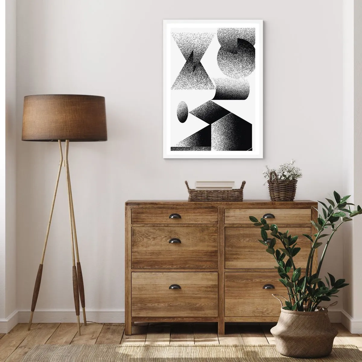 Poster in white frmae - Angles and Ovals - 30x40 cm