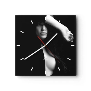 Wall clock - Clock on glass - School of Seduction - 40x40 cm