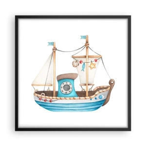 Poster in black frame - Ahoy, Adventure! - 50x50 cm