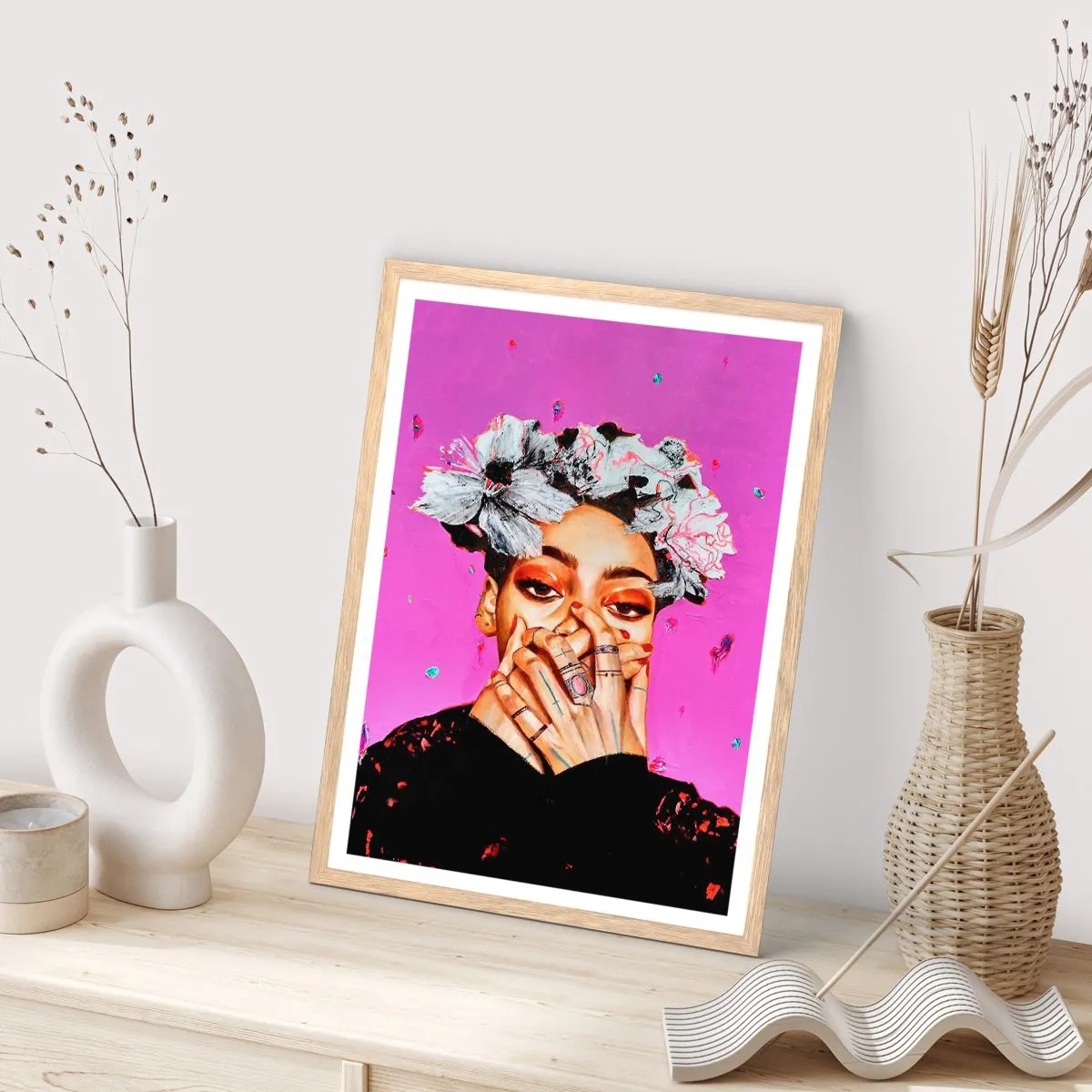 Poster in light oak frame - A Bit Crazy - 50x70 cm