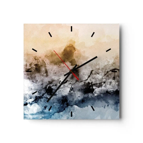 Wall clock - Clock on glass - Drowned in Fog - 40x40 cm