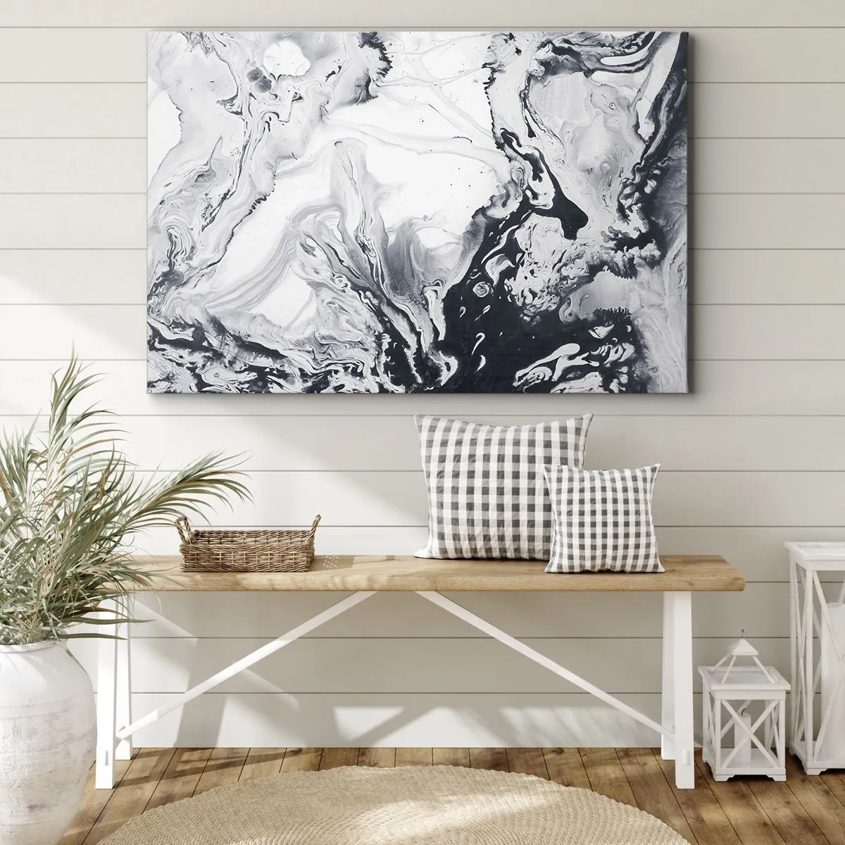 Canvas picture - Monochrome abstract pattern with a marble effect - 70x50cm - Earth's Interior - Modern wall decoration for the living room and bedroom ARTTOR