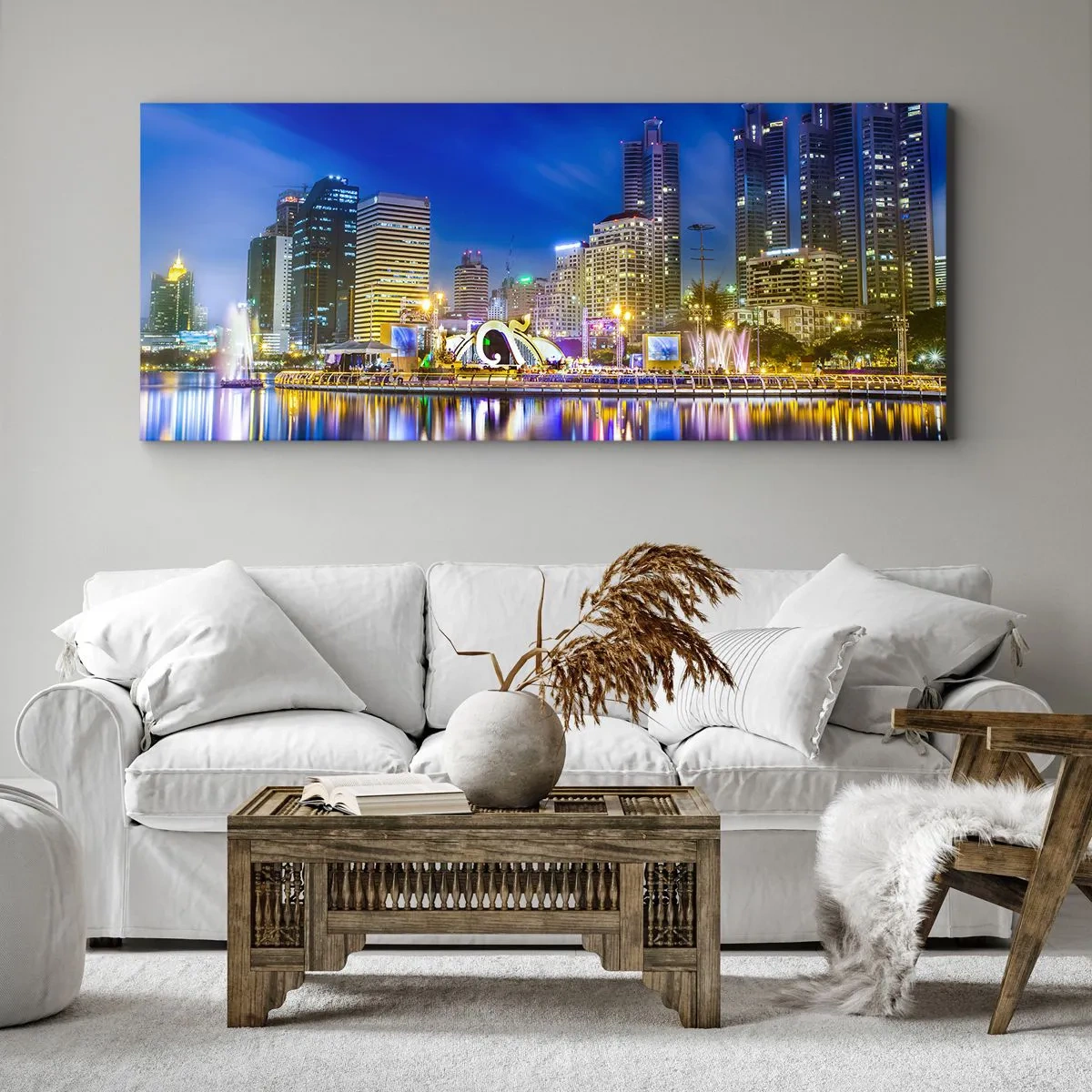 Canvas picture - Rainbow Night of a Metropolis - 100x40 cm
