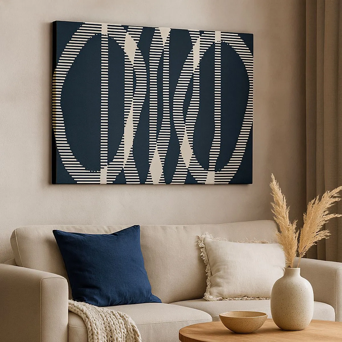 Canvas picture - Geometric lines in light shades on a dark background - 70x50cm - Attempt at Breaking Darkness - Modern wall decoration for the living room and bedroom ARTTOR