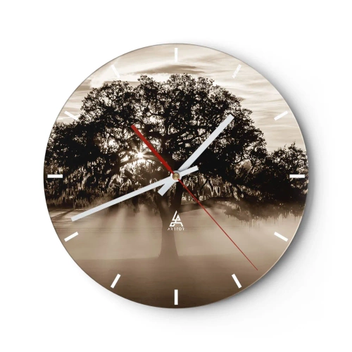 Wall clock - Clock on glass - Tree of Good Knowledge - 40x40 cm