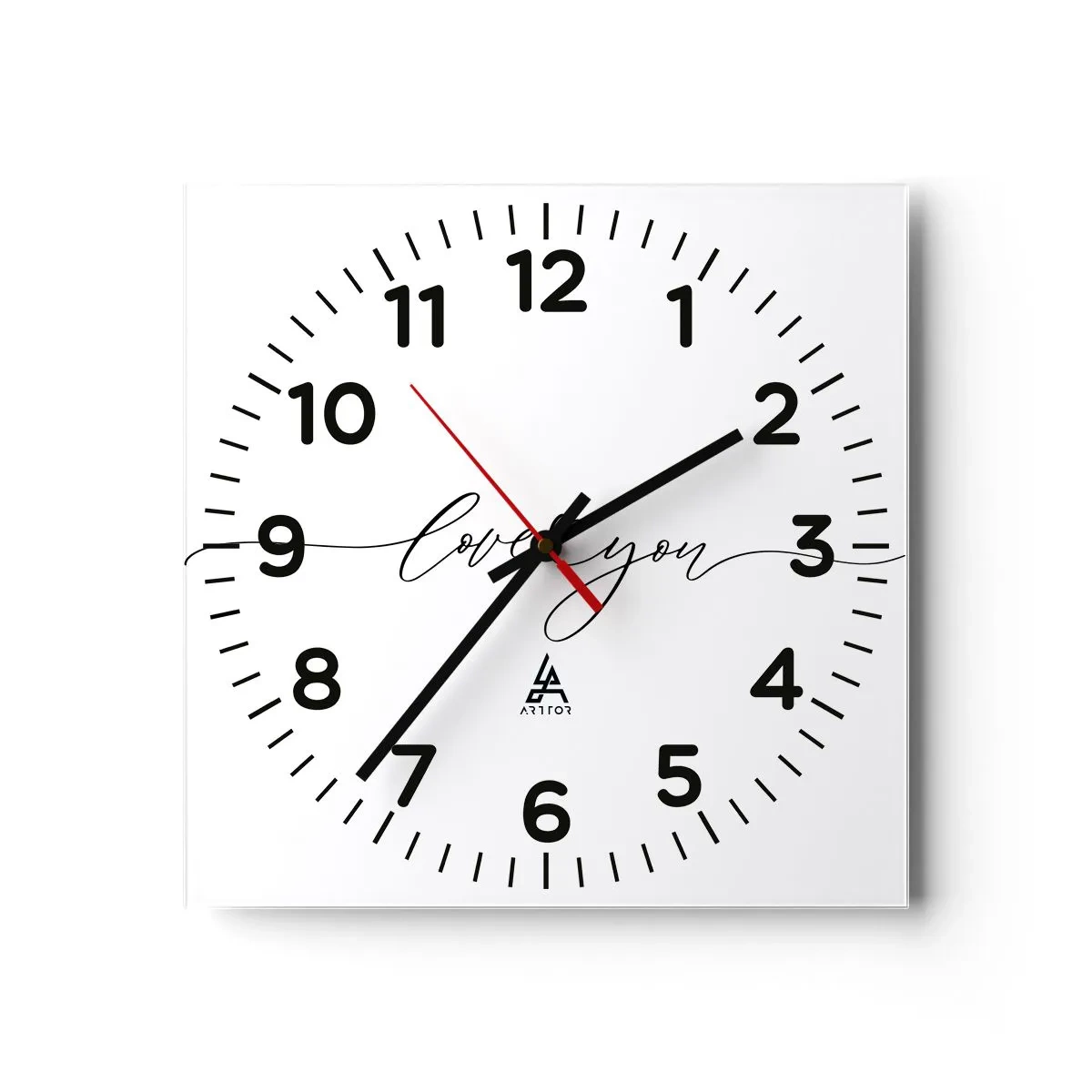 Wall clock - Clock on glass - Black on White - 30x30 cm