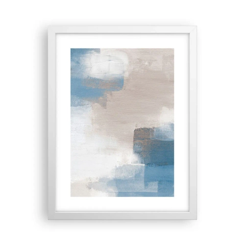 Poster in white frmae - Pink Abstract with a Blue Curtain - 30x40 cm