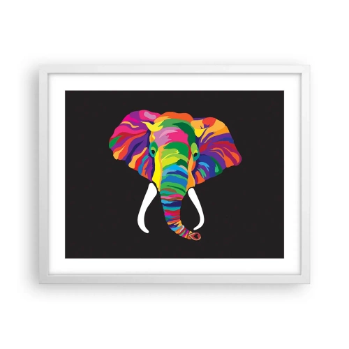 Poster in white frmae - Elephant That Enjoyed Rainbow Bath - 50x40 cm