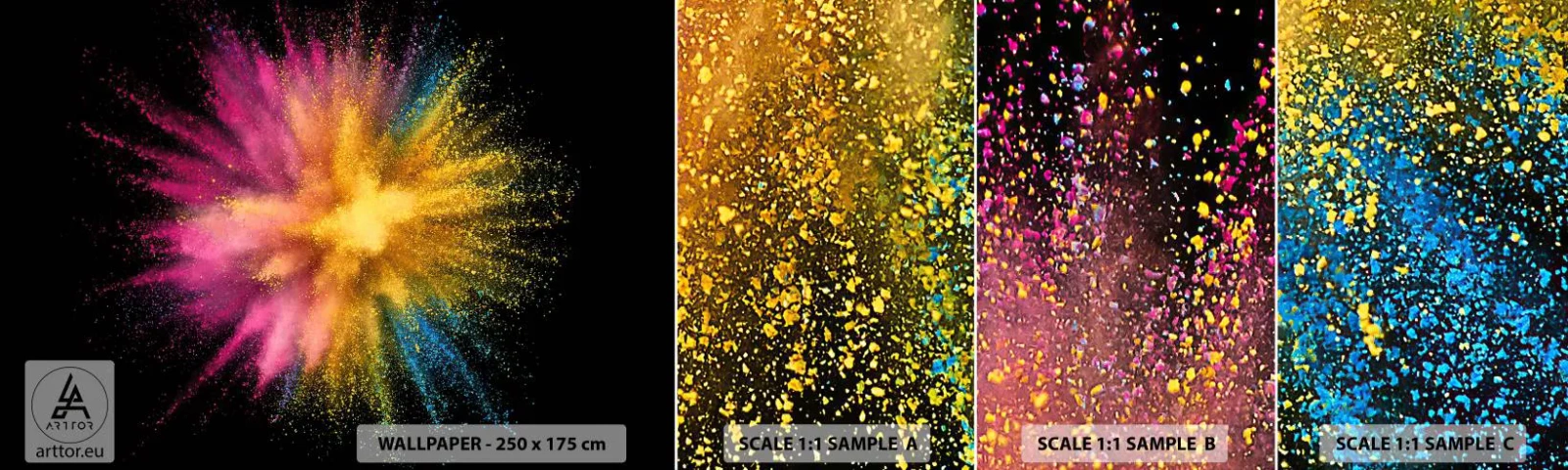 Photo Wallpaper Sample Self-Adhesive Deluxe Sticker - Birth of Colours - Abstraction, Piece, Fantasy - 100x30 cm