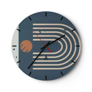 Wall clock - Clock on glass - Geometry on Navy Blue - 40x40 cm