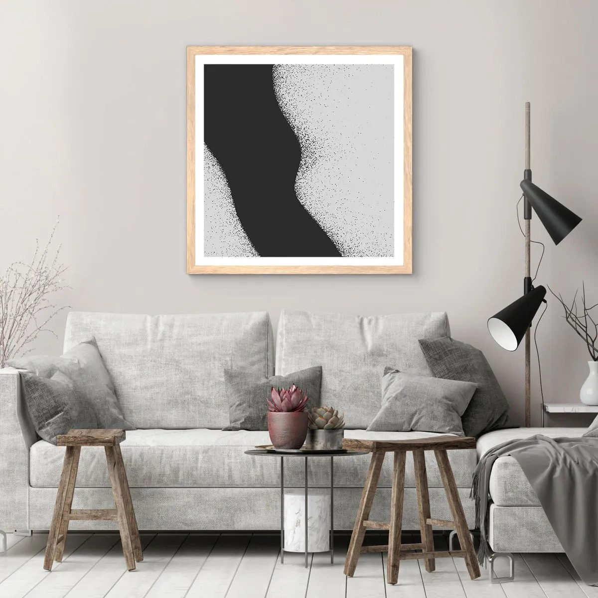 Poster in light oak frame - Fluid Balance - 50x50 cm