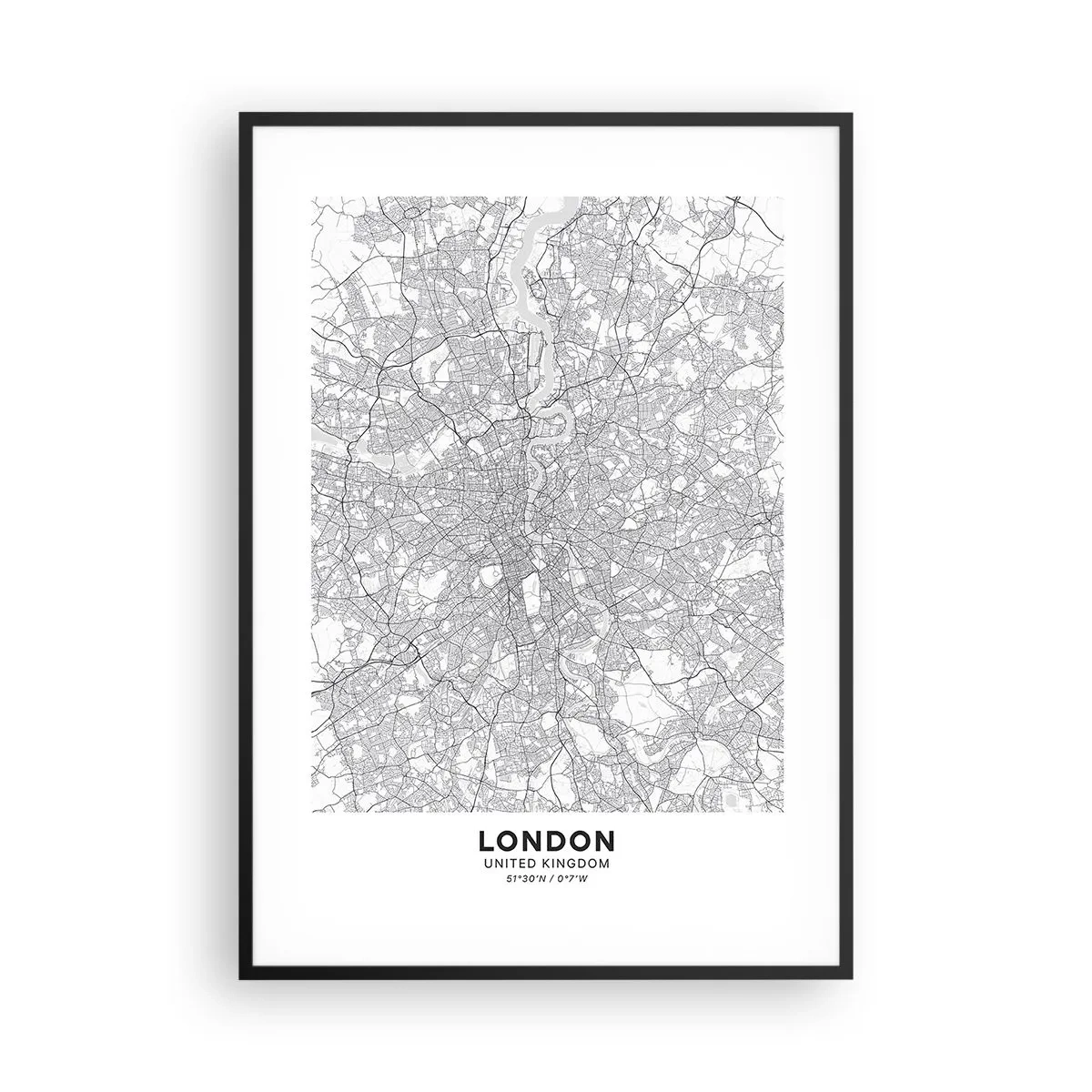 Poster in black frame - Map of London Maze - 70x100 cm