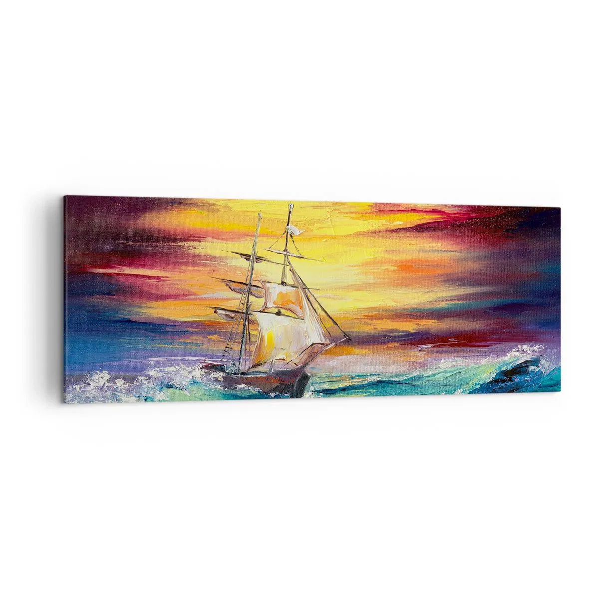 Canvas picture - Fearlessly towards the Waves - 140x50 cm