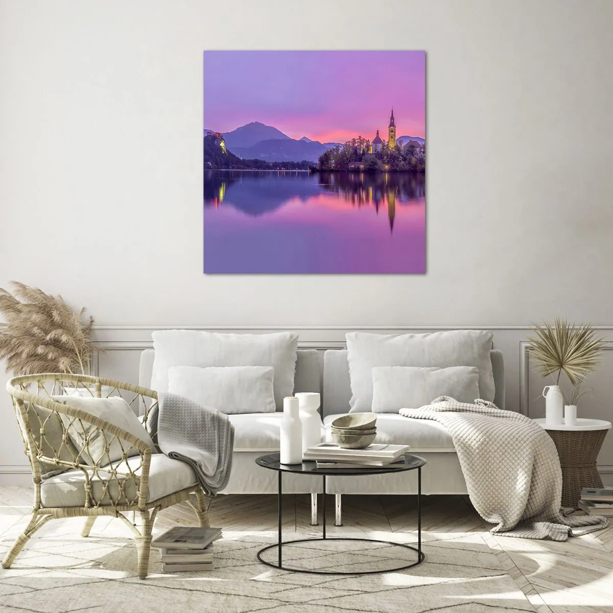 Glass picture - Fairytale Island by Dusk - 50x50 cm