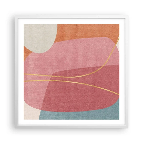 Poster in white frmae - Pastel Composition with a Golden Note - 60x60 cm