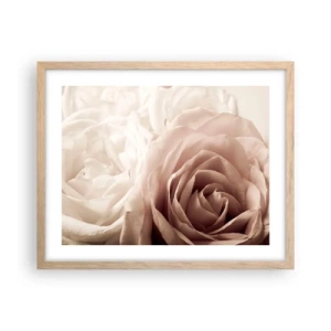 Poster in light oak frame - In the Heart of a Rose - 50x40 cm