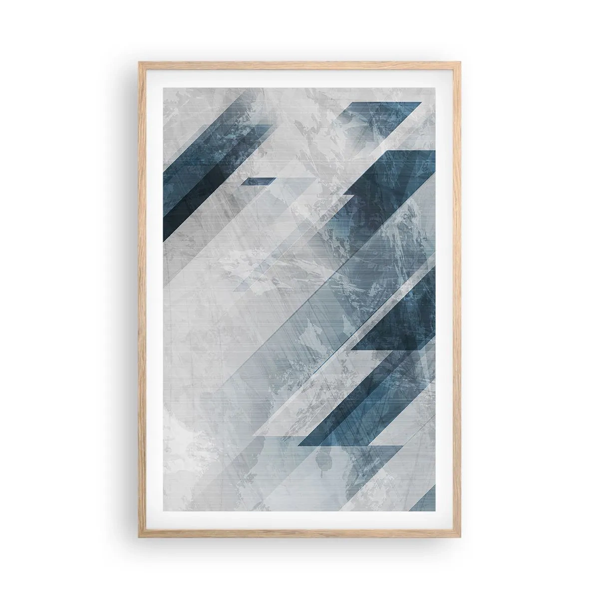 Poster in light oak frame - Spacial Composition - Movement of Greys - 61x91 cm