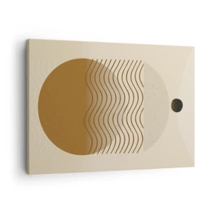 Canvas picture - Geometric abstraction with circles and wavy lines in warm colors. - 70x50cm - About the Origin of Geometrical Figures - Modern wall decoration for the living room and bedroom ARTTOR