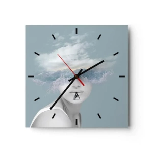 Wall clock - Clock on glass - With the Head In the Clouds - 30x30 cm