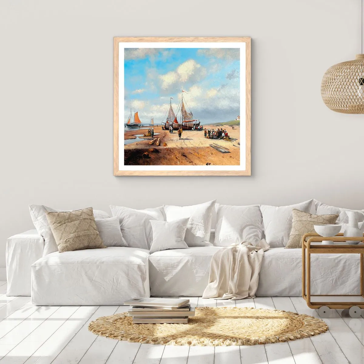 Poster in light oak frame - After a Successful Catch - 30x30 cm