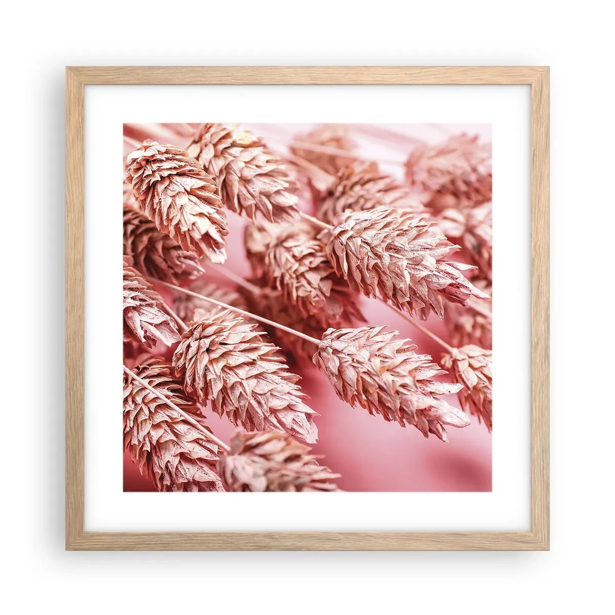 Poster in light oak frame - Flowery Cascade in Pink - 40x40 cm