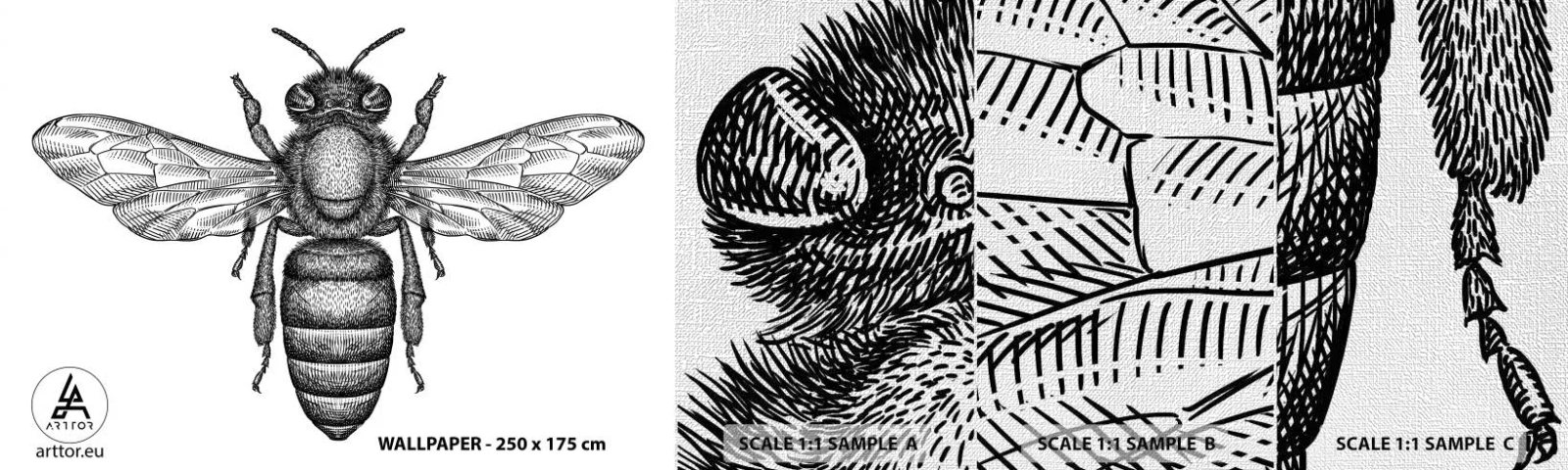 Photo Wallpaper Sample Premium Canvas - Insect Portrait - Bee, Insect, Minimalistic - 100x30 cm