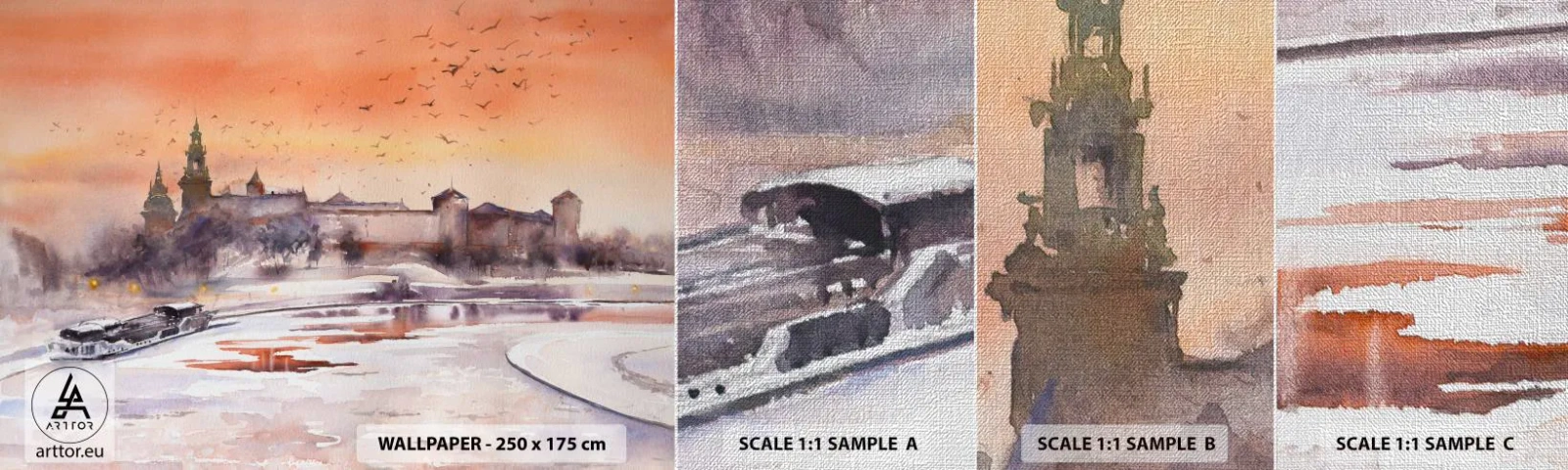 Photo Wallpaper Sample Premium Canvas - Royal Sunset - Landscape, Landscape, Classic - 100x30 cm