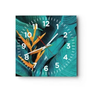 Wall clock - Clock on glass - Flower of Eden - 40x40 cm