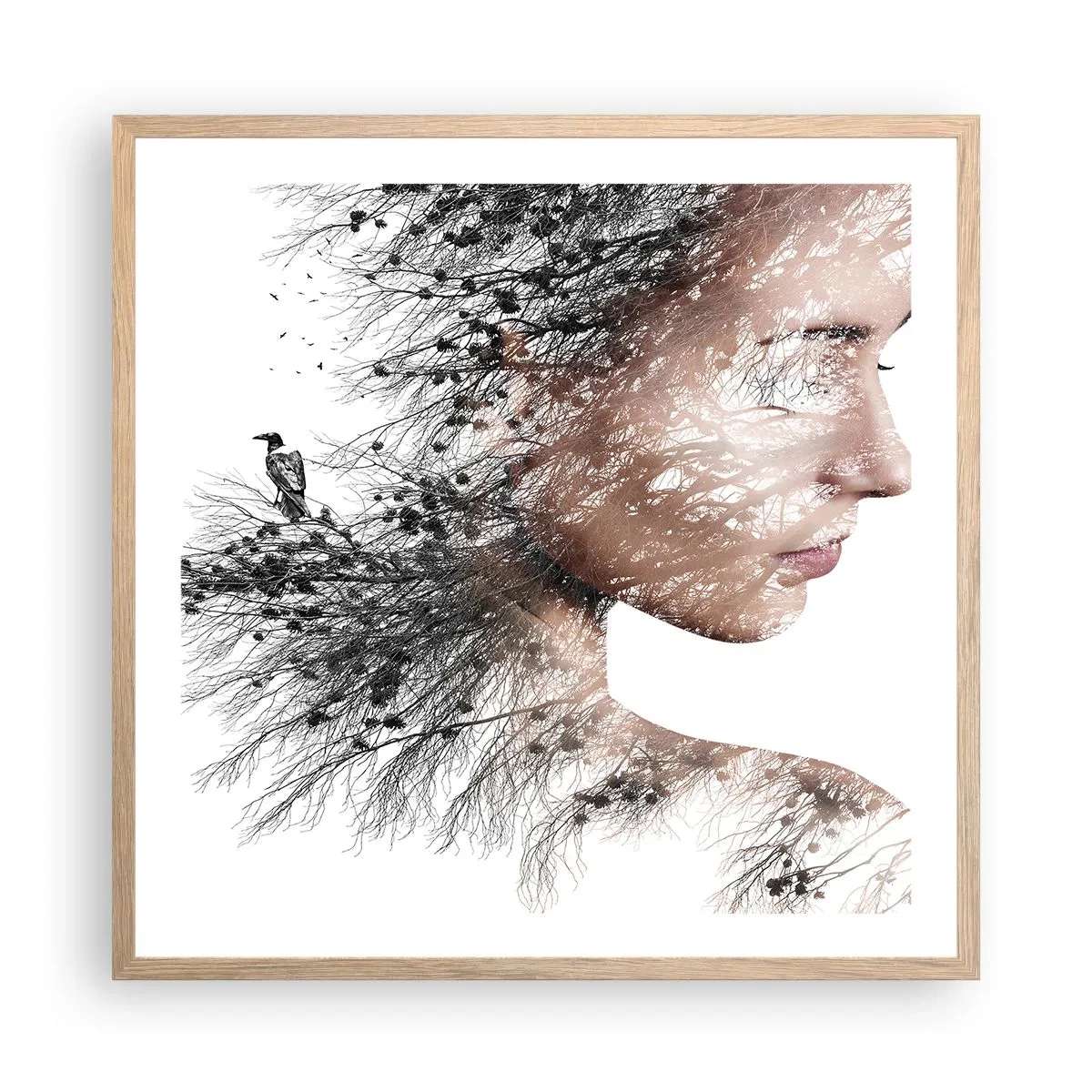 Poster in light oak frame - Spirit of a Forest - 60x60 cm