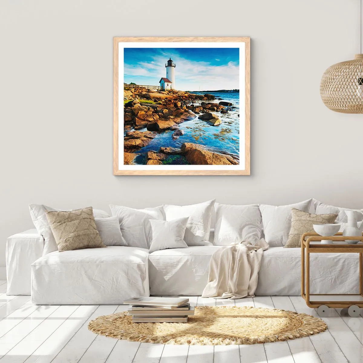 Poster in light oak frame - Be Home Safe, I Am Waiting - 50x50 cm