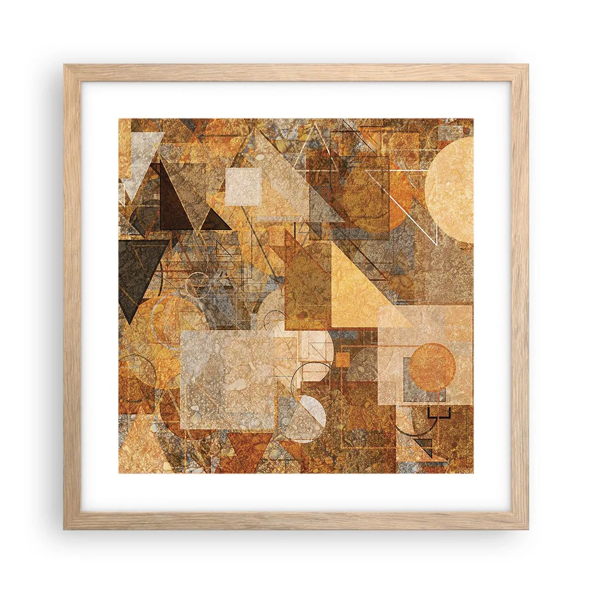 Poster in light oak frame - Cubist Study in Brown - 40x40 cm