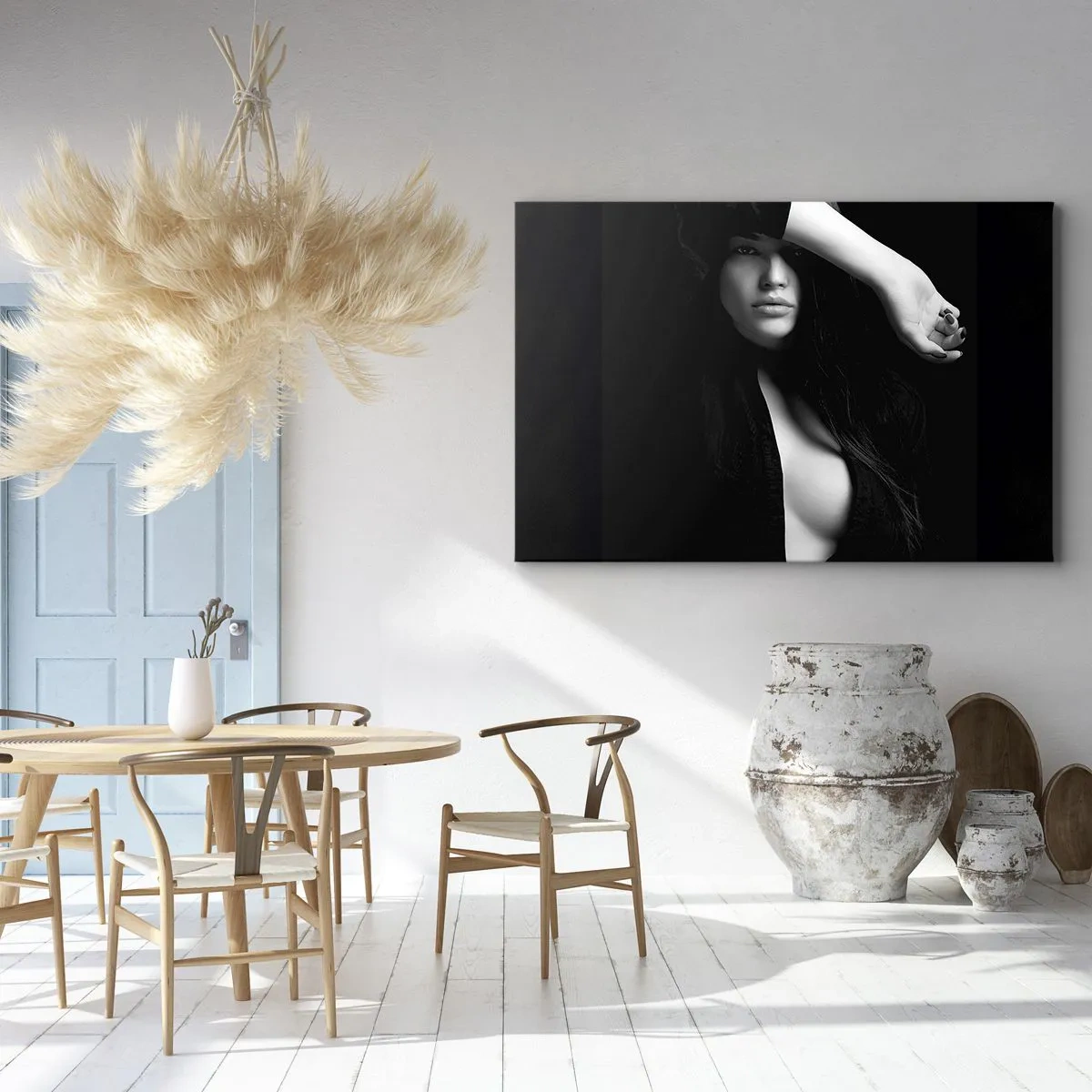 Canvas picture - Stylish portrait of a woman in black and white - 70x50cm - School of Seduction - Modern wall decoration for the living room and bedroom ARTTOR