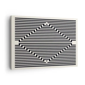 Canvas picture - Black and white lines creating a geometric illusion effect - 70x50cm - Geometrical Illusion - Modern wall decoration for the living room and bedroom ARTTOR